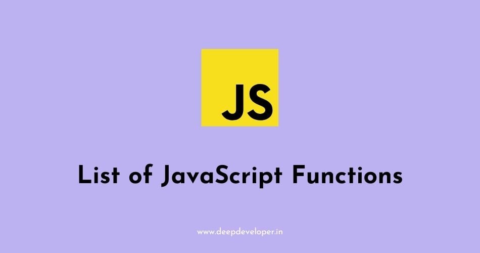 List Of JavaScript Functions Deepdeveloper