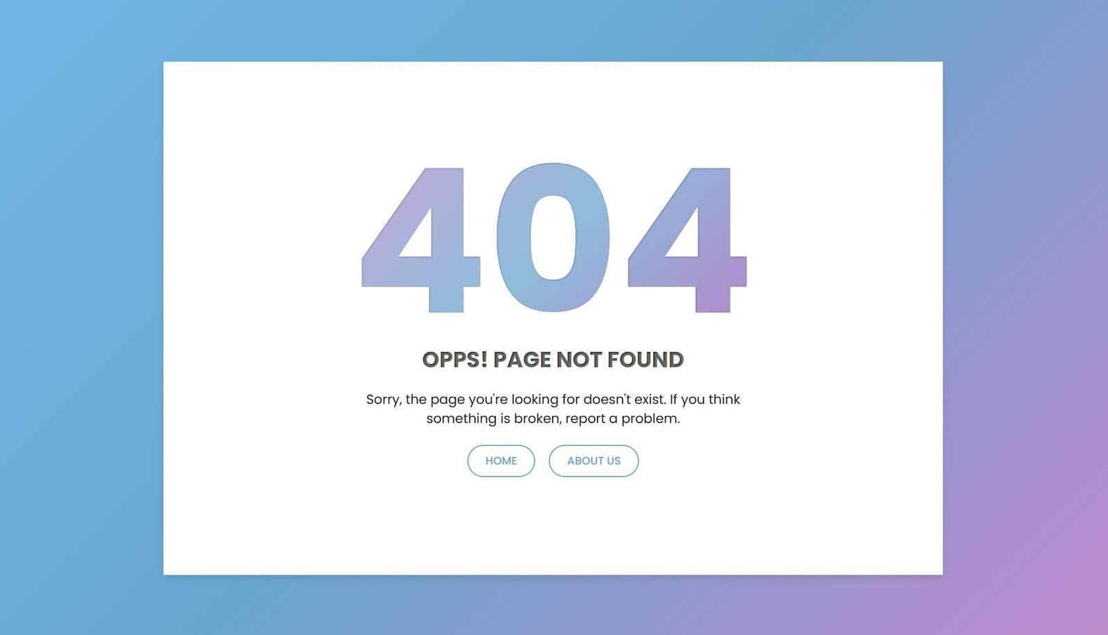 Custom 404 Error Page Design using HTML & CSS